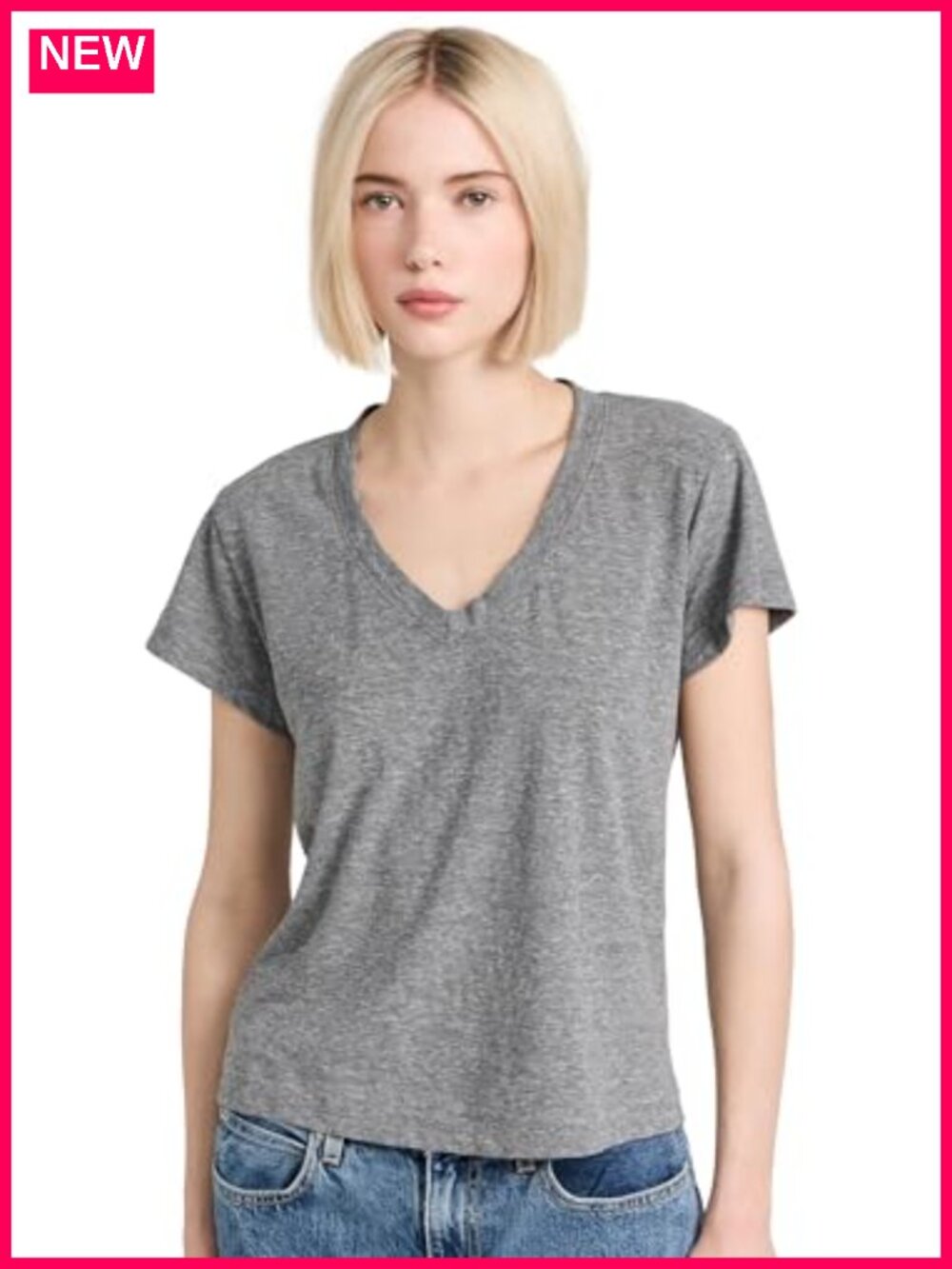 Women's Cotton Boxy V Neck Tee Short Sleeve Lightweight Jersey